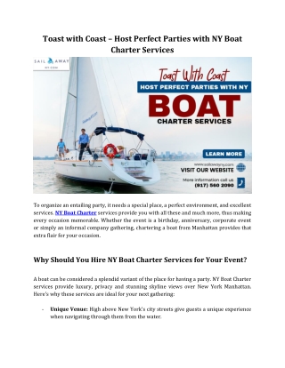 Toast With Coast – Host Perfect Parties with NY Boat Charter Services