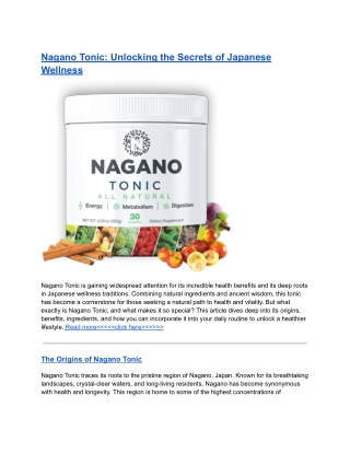 Nagano Tonic : Unlocking the Secrets of Japanese Wellness, Morning Booster