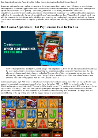Slot Applications That Pay Actual Cash: Top Choices And Functions