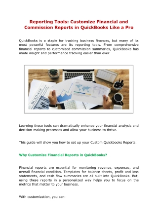 Reporting Tools Customize Financial and Commission Reports in QuickBooks Like a Pro