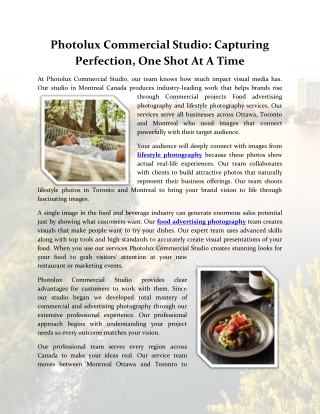 Photolux Commercial Studio: Capturing Perfection, One Shot At A Time