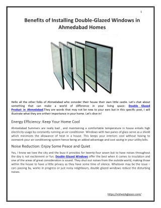 Benefits of Installing Double-Glazed Windows in Ahmedabad Homes