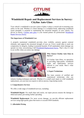 Need Windshield Replacement Surrey? Call Cityline Now