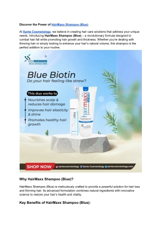 Discover the Power of HairMaxx Shampoo (Blue)