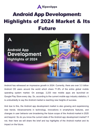 Android App Development Highlights of 2024 Market & Its Future