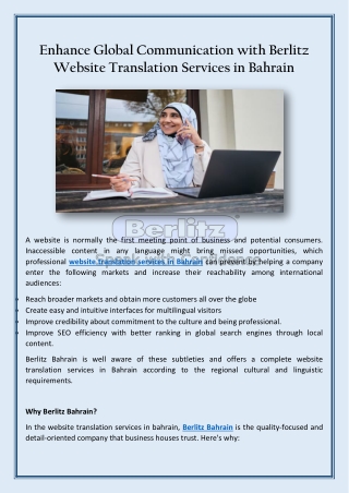 Enhance Global Communication with Berlitz Website Translation Services in Bahrain
