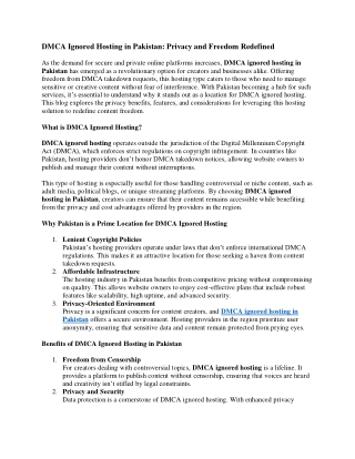 DMCA Ignored Hosting in Pakistan Privacy and Freedom Redefined