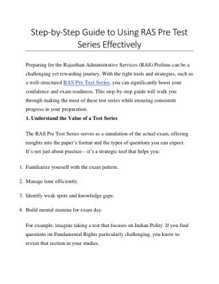 Step-by-Step Guide to Using RAS Pre Test Series Effectively