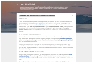 Top Health and Wellness Products Available in Nairobi