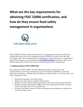 FSSC 22000 Certification