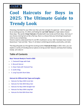 Cool Haircuts for Boys in 2025 The Ultimate Guide to Trendy Look