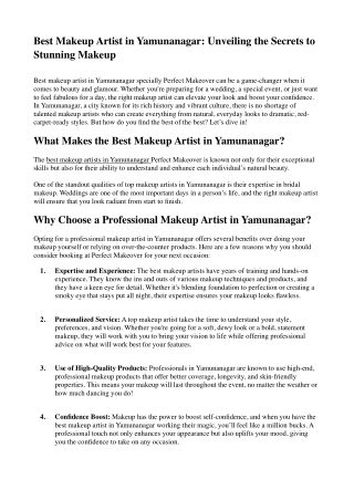 Best Makeup Artist in Yamunanagar_ Unveiling the Secrets to Stunning Makeup
