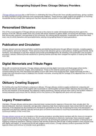 Honoring Loved Ones: Chicago Obituary Providers