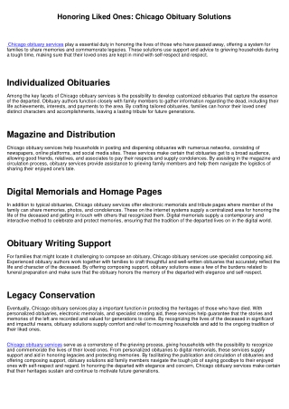 Honoring Loved Ones: Chicago Obituary Services