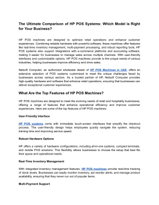 The Ultimate Comparison of HP POS Systems_ Which Model is Right for Your Business