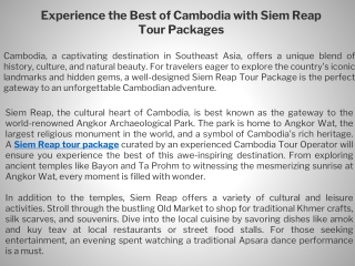 Experience the Best of Cambodia with Siem Reap Tour Packages