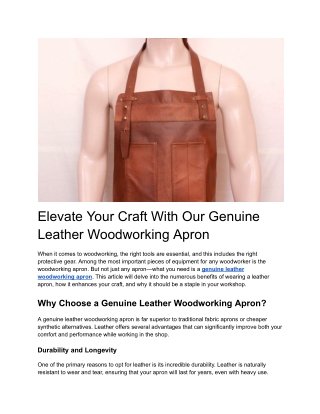 Elevate Your Craft With Our Genuine Leather Woodworking Apron