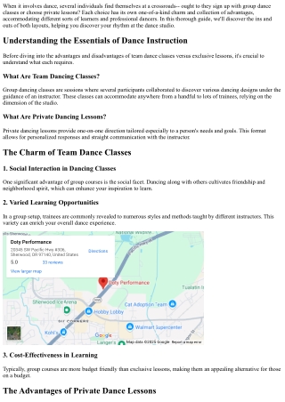 Group Dance Classes vs. Exclusive Lessons: Searching For Your Rhythm at the Danc