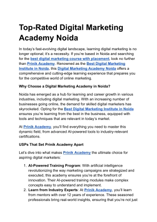 Top-Rated Digital Marketing Academy Noida