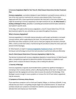 Coronary Angioplasty