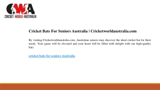 Cricket Bats For Seniors Australia  Cricketworldaustralia.com