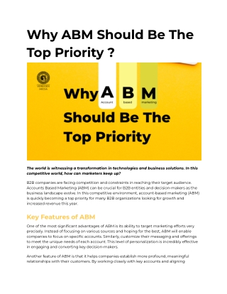 Why ABM Should Be The Top Priority