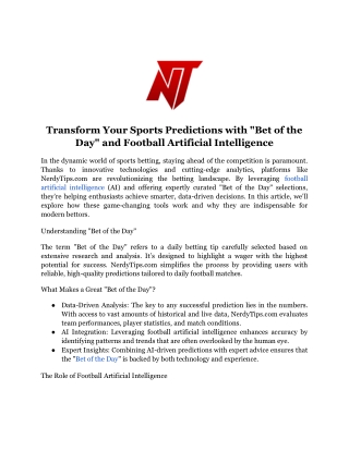 Transform Your Sports Predictions with _Bet of the Day_ and Football Artificial Intelligence