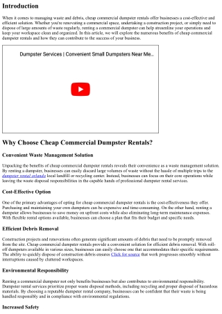 Unpacking the Benefits of Cheap Commercial Dumpster Rentals