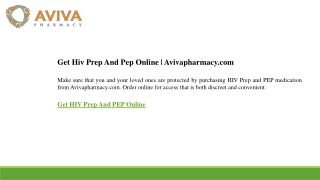Get Hiv Prep And Pep Online  Avivapharmacy.com