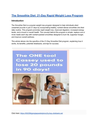 "Lose Weight Quickly and Safely with The Smoothie Diet 21-Day Program"