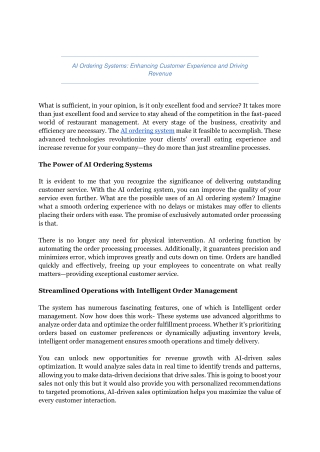 AI Ordering Systems: Enhancing Customer Experience and Driving Revenue