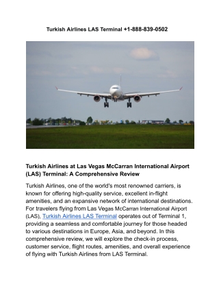 Turkish Airlines LAS Terminal  1-888-839-0502