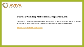 Pharmacy With Prep Medications  Avivapharmacy.com