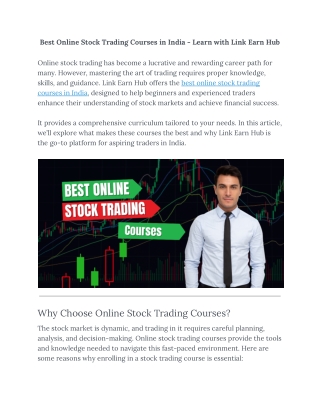 Best Online Stock Trading Courses in India