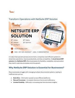 Transform Operations with NetSuite ERP Solution