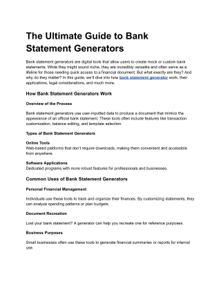 The Ultimate Guide to Bank Statement Generators