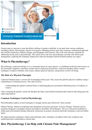 How Physiotherapy Can Help with Chronic Pain Management