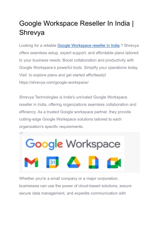 Google Workspace Reseller In India _ Shrevya