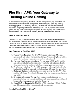 Fire Kirin APK_ Your Gateway to Thrilling Online Gaming