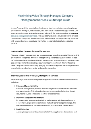 Maximizing Value Through Managed Category Management Services A Strategic Guide