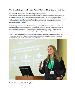 Why Every Entrepreneur Needs a Mentor The Benefits of Startup Mentoring