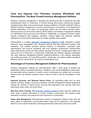 Track and organize your pharmacy inventory effortlessly with PharmacyPlus_ The Most Trusted Inventory Management Softwar