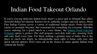 Indian Food Takeout Orlando