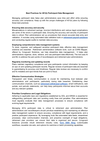 Best Practices for 401(k) Participant Data Management
