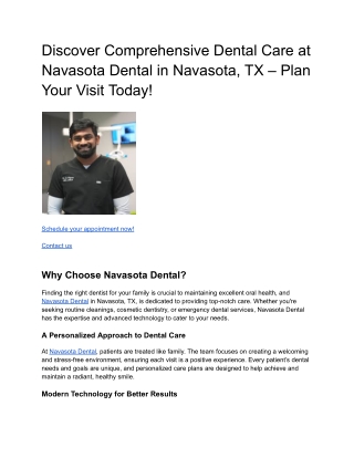 Discover Comprehensive Dental Care at Navasota Dental in Navasota, TX – Plan Your Visit Today!
