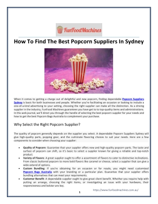How To Find The Best Popcorn Suppliers In Sydney