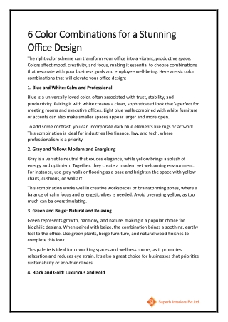 6 Color Combinations for a Stunning Office Design