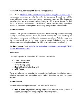 Modular UPS (Uninterruptible Power Supply) Market