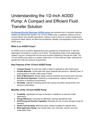 Understanding the 1/2-Inch AODD Pump