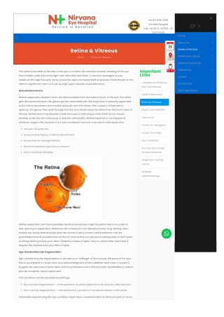 Eye Specialist in Bhubaneswar-Nirvana Eye Hospital Retina & Vitreous  treatment